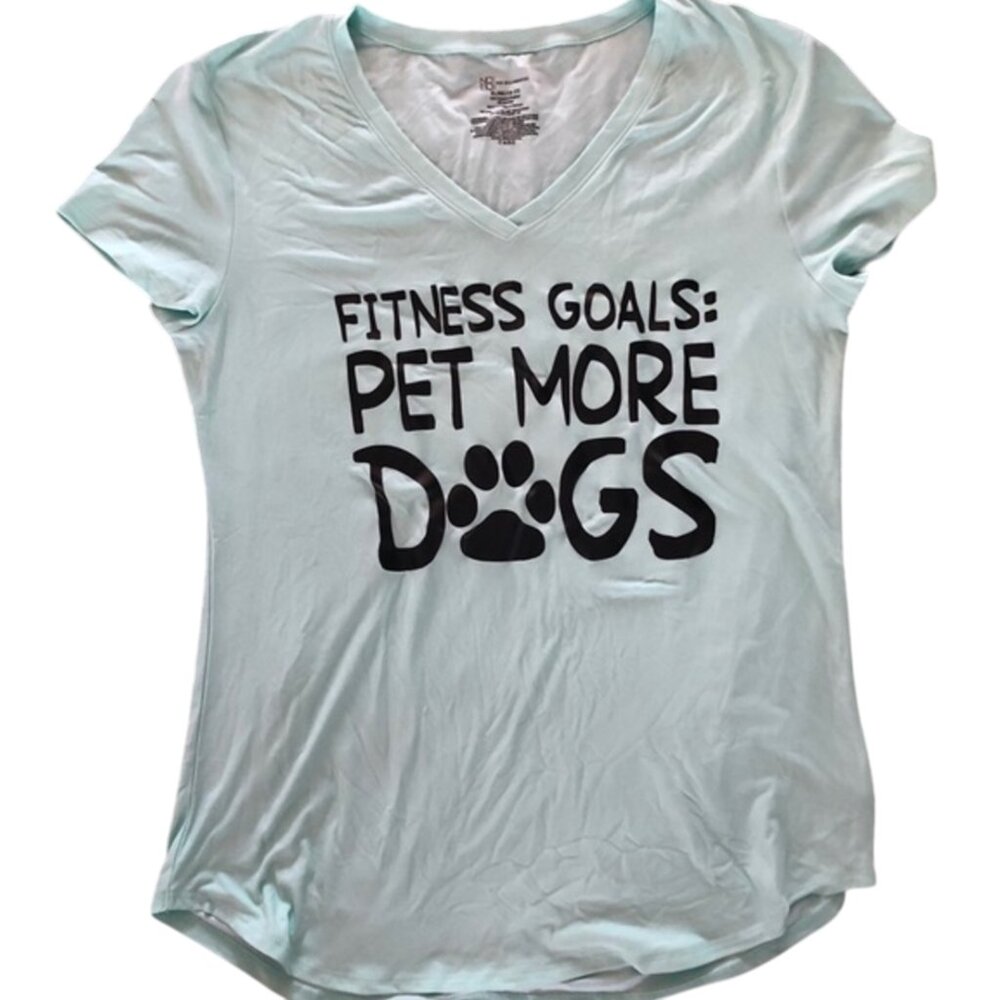 Light Blue "Fitness Goals: Pet More Dogs" Funny Dog-Lover DRI-FIT T-Shirt